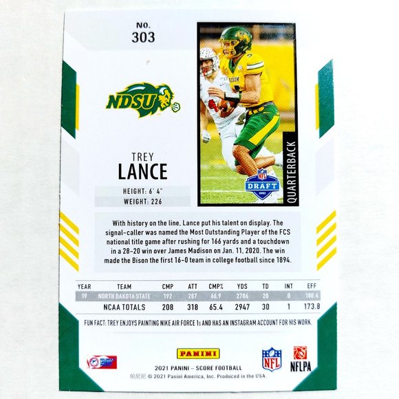 North Dakota State Bison (Trey Lance) - CFTBL [12_5_TL1] - Picture 3 of 3